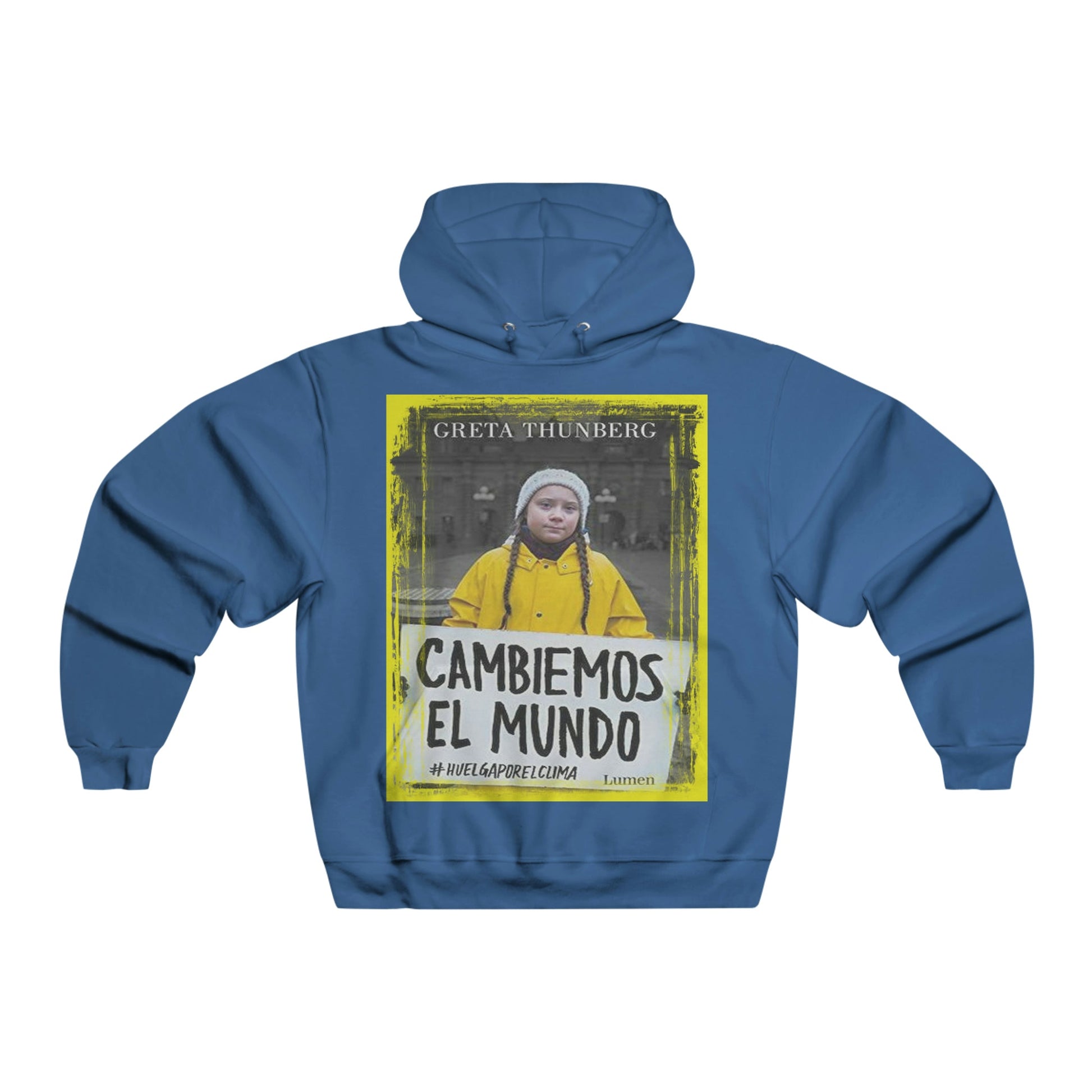 Men's NUBLEND® Hooded Sweatshirt - Fruit Of The Loom - Global Warming/Climate change/Keeling CO2 curve awareness - Greta - Greta Thunberg on CG protests - Amazon fires on back - Green Forest Home