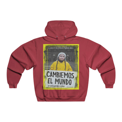 Men's NUBLEND® Hooded Sweatshirt - Fruit Of The Loom - Global Warming/Climate change/Keeling CO2 curve awareness - Greta - Greta Thunberg on CG protests - Amazon fires on back - Green Forest Home