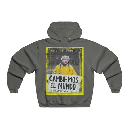 Men's NUBLEND® Hooded Sweatshirt - Fruit Of The Loom - Global Warming/Climate change/Keeling CO2 curve awareness - Greta - Greta Thunberg on CG protests - Amazon fires on back - Green Forest Home