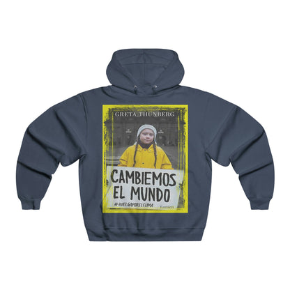 Men's NUBLEND® Hooded Sweatshirt - Fruit Of The Loom - Global Warming/Climate change/Keeling CO2 curve awareness - Greta - Greta Thunberg on CG protests - Amazon fires on back - Green Forest Home