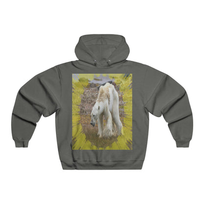Men's NUBLEND® Hooded Sweatshirt - Fruit Of The Loom - Global Warming/Climate change/Keeling CO2 curve awareness - Polar bears starve due to early ice melt - both sides - Green Forest Home