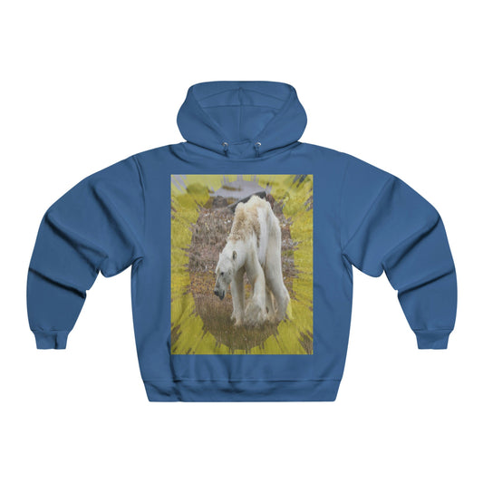 Men's NUBLEND® Hooded Sweatshirt - Fruit Of The Loom - Global Warming/Climate change/Keeling CO2 curve awareness - Polar bears starve due to early ice melt - both sides - Green Forest Home