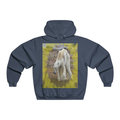 Men's NUBLEND® Hooded Sweatshirt - Fruit Of The Loom - Global Warming/Climate change/Keeling CO2 curve awareness - Polar bears starve due to early ice melt - both sides - Green Forest Home