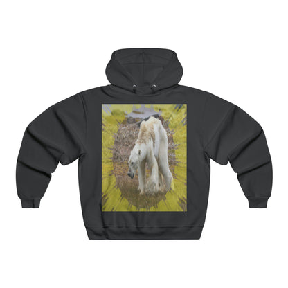 Men's NUBLEND® Hooded Sweatshirt - Fruit Of The Loom - Global Warming/Climate change/Keeling CO2 curve awareness - Polar bears starve due to early ice melt - both sides - Green Forest Home