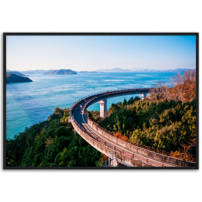 Museum-Quality Matte Paper Wooden Framed Poster - Cycling route on Kurushima Kaikyo Bridge cross over Seto inland sea. Ehime - Japan - Green Forest Home