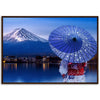 Museum-Quality Matte Paper Wooden Framed Poster - Woman wearing a Japanese traditional kimono at Fuji mountain, Kawaguchiko lake - JAPAN - Green Forest Home