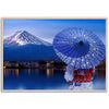 Museum-Quality Matte Paper Wooden Framed Poster - Woman wearing a Japanese traditional kimono at Fuji mountain, Kawaguchiko lake - JAPAN - Green Forest Home