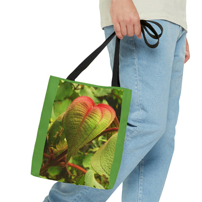 Nature Inspired - AOP Tote Bag - Rare HEART shaped leafs from the Toro Negro rainforest Puerto Rico @ 4K feet altitude - US Made - Green Forest Home