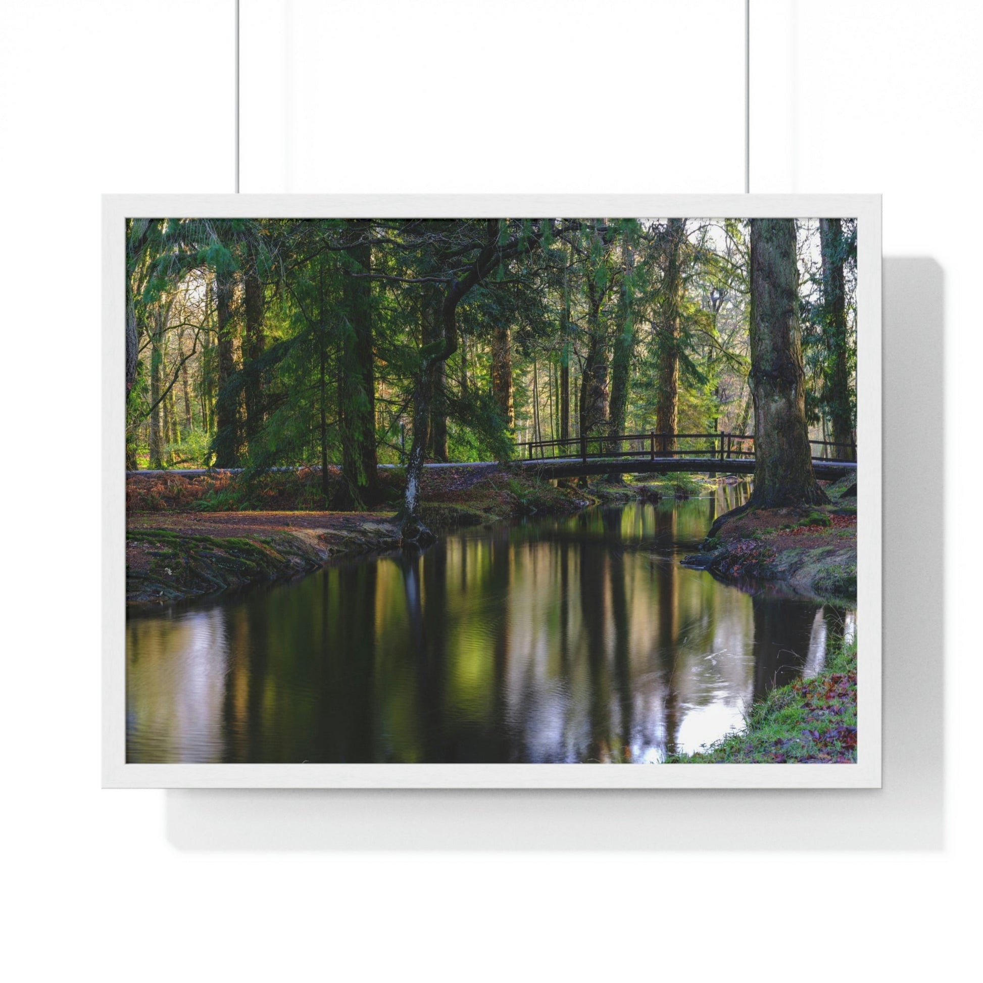 Premium Framed Horizontal Poster - Printed in LATVIA - Autumn colours on the Black Water in the New Forest National park, Hampshire, UK - Green Forest Home