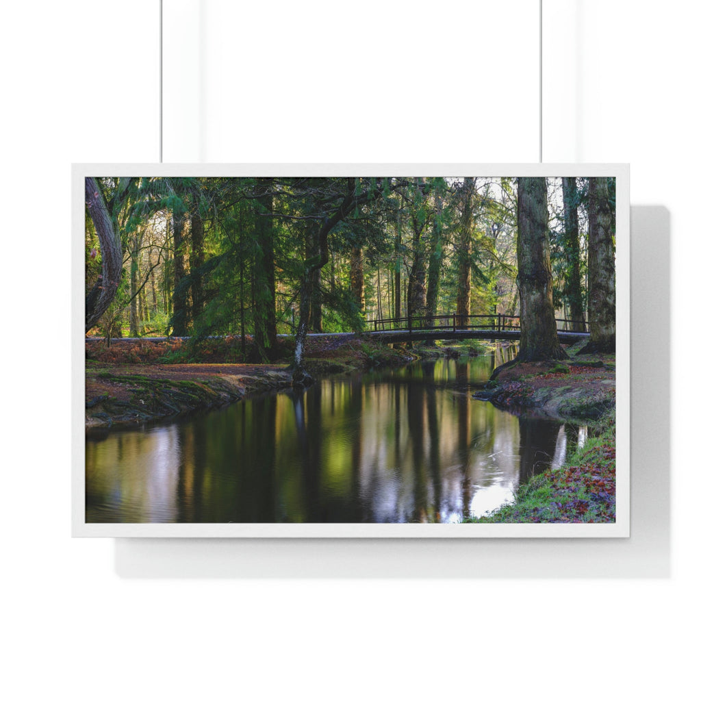 Premium Framed Horizontal Poster - Printed in LATVIA - Autumn colours on the Black Water in the New Forest National park, Hampshire, UK - Green Forest Home