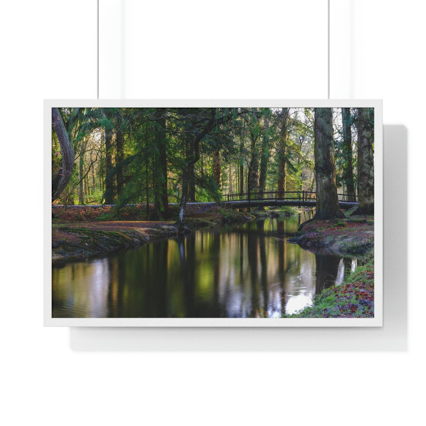 Premium Framed Horizontal Poster - Printed in LATVIA - Autumn colours on the Black Water in the New Forest National park, Hampshire, UK - Green Forest Home