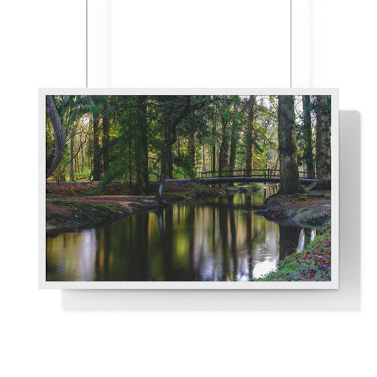 Premium Framed Horizontal Poster - Printed in LATVIA - Autumn colours on the Black Water in the New Forest National park, Hampshire, UK - Green Forest Home