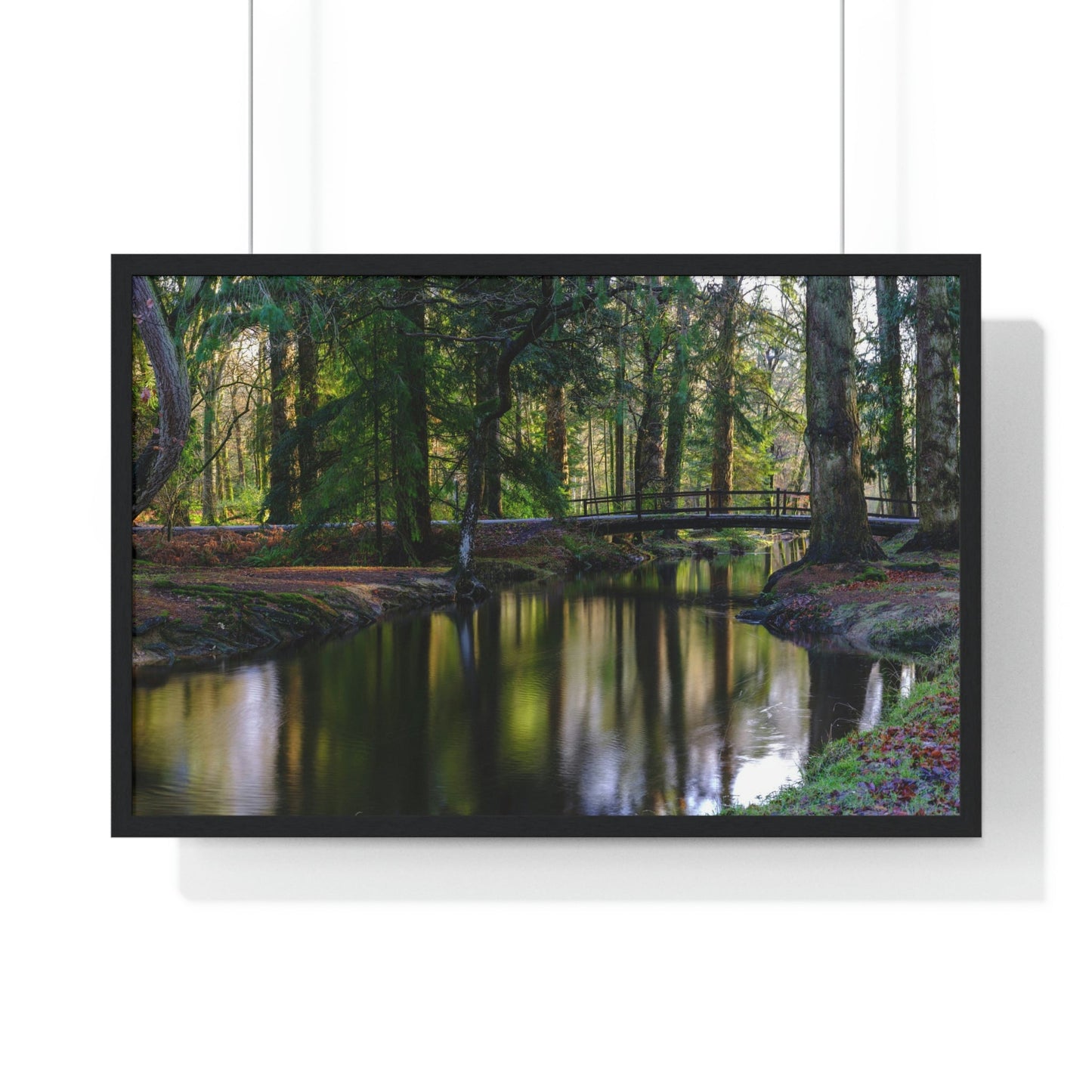 Premium Framed Horizontal Poster - Printed in LATVIA - Autumn colours on the Black Water in the New Forest National park, Hampshire, UK - Green Forest Home