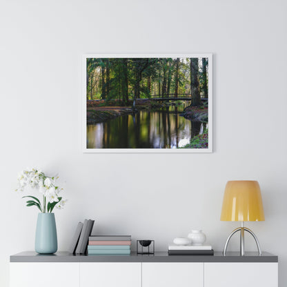 Premium Framed Horizontal Poster - Printed in LATVIA - Autumn colours on the Black Water in the New Forest National park, Hampshire, UK - Green Forest Home