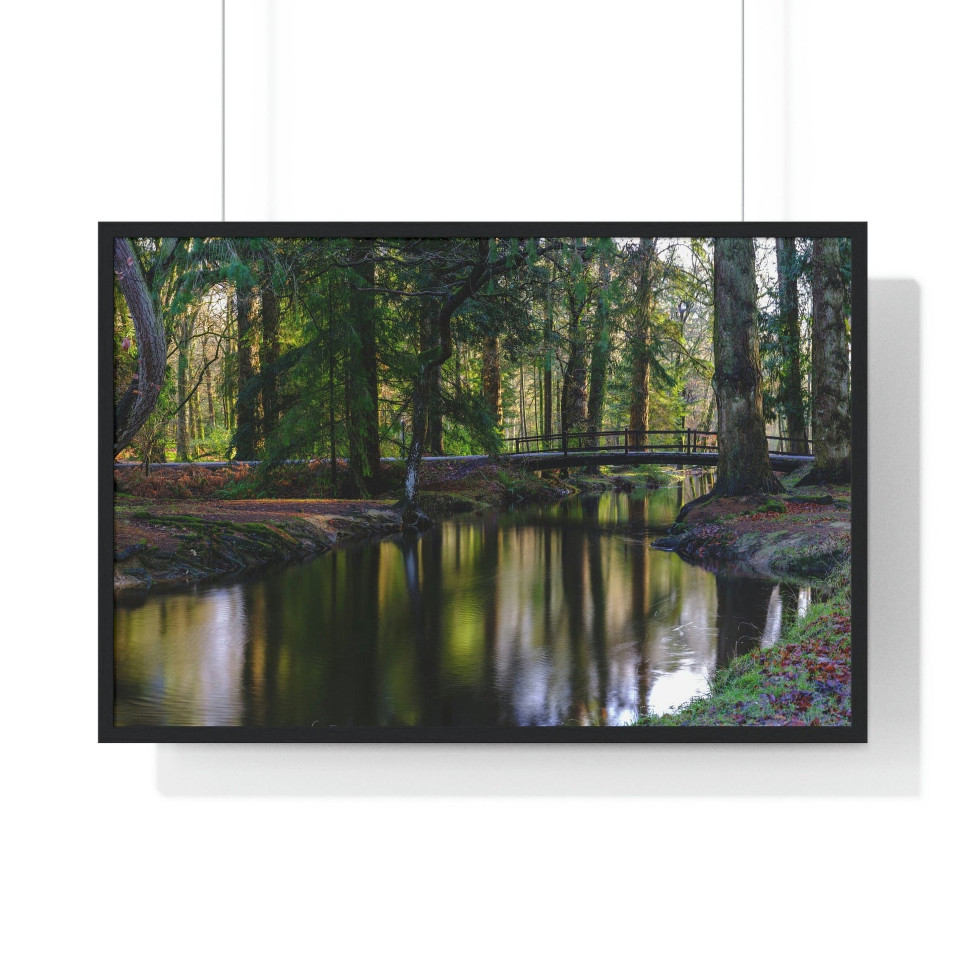 Premium Framed Horizontal Poster - Printed in LATVIA - Autumn colours on the Black Water in the New Forest National park, Hampshire, UK - Green Forest Home