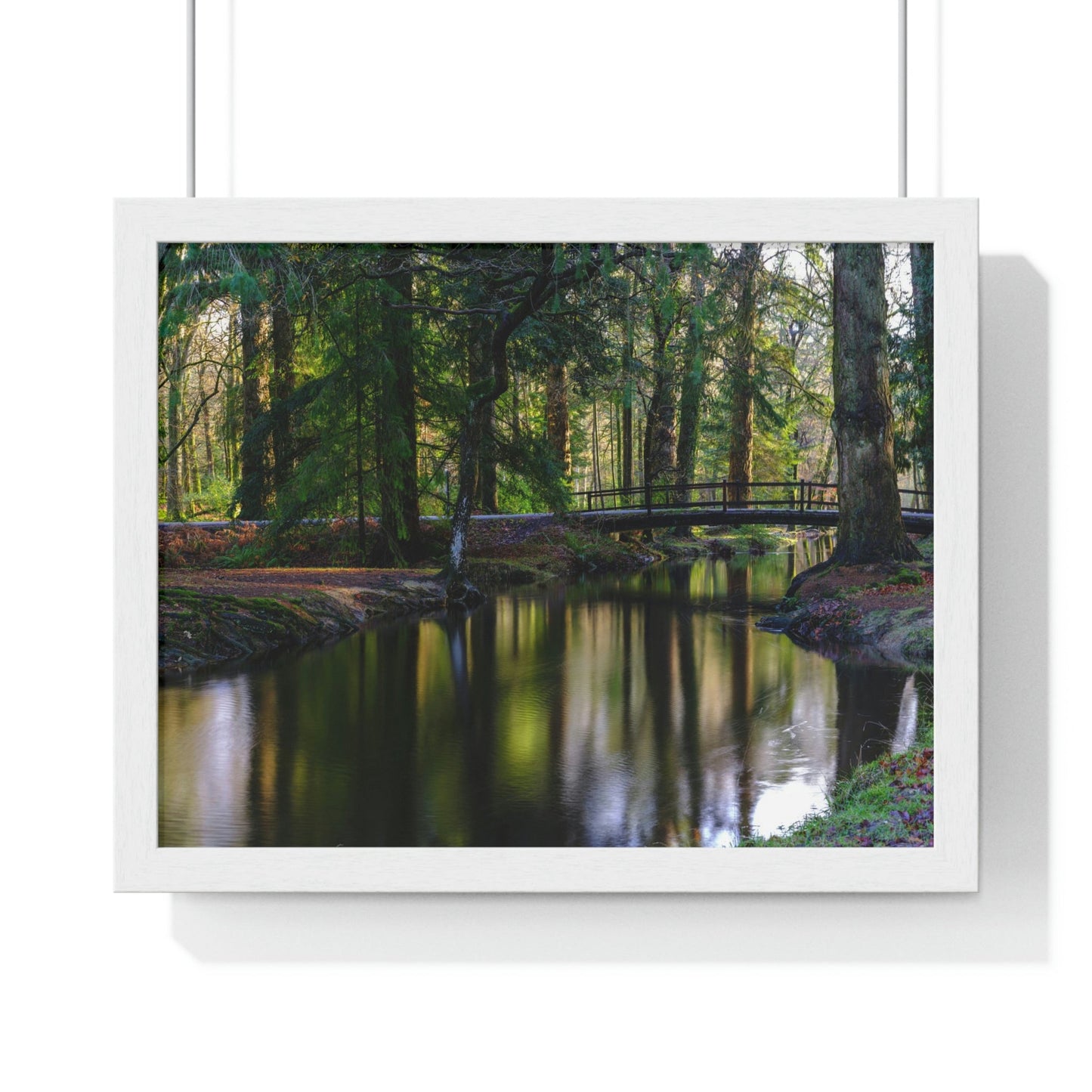 Premium Framed Horizontal Poster - Printed in LATVIA - Autumn colours on the Black Water in the New Forest National park, Hampshire, UK - Green Forest Home