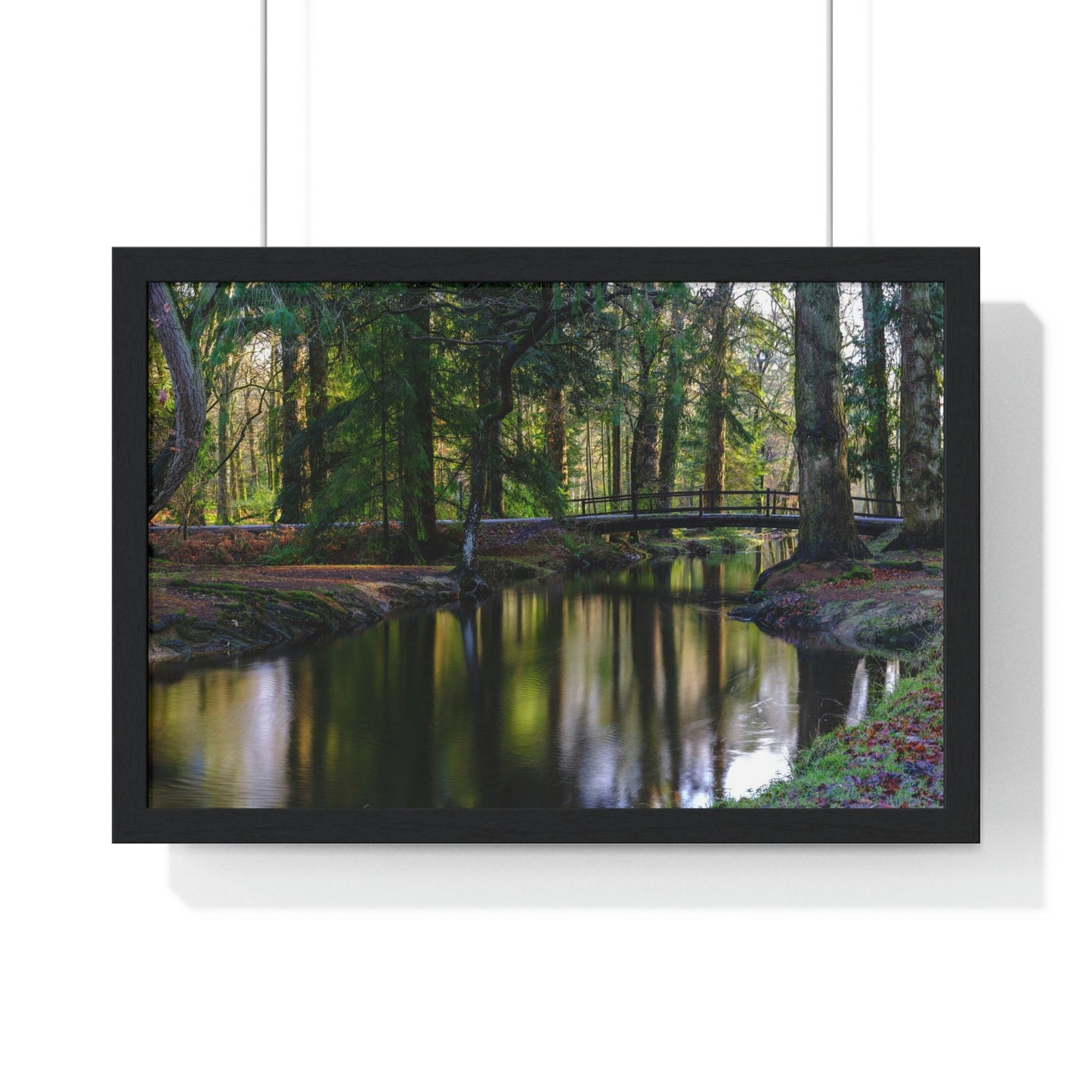 Premium Framed Horizontal Poster - Printed in LATVIA - Autumn colours on the Black Water in the New Forest National park, Hampshire, UK - Green Forest Home