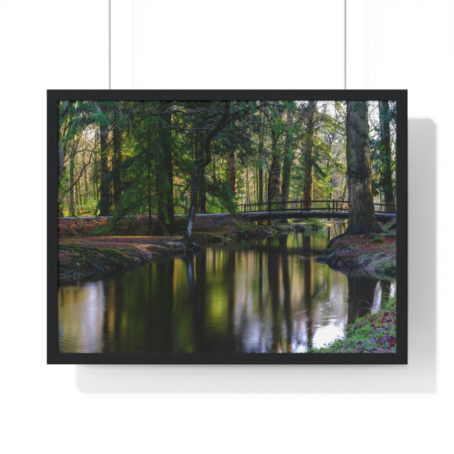 Premium Framed Horizontal Poster - Printed in LATVIA - Autumn colours on the Black Water in the New Forest National park, Hampshire, UK - Green Forest Home