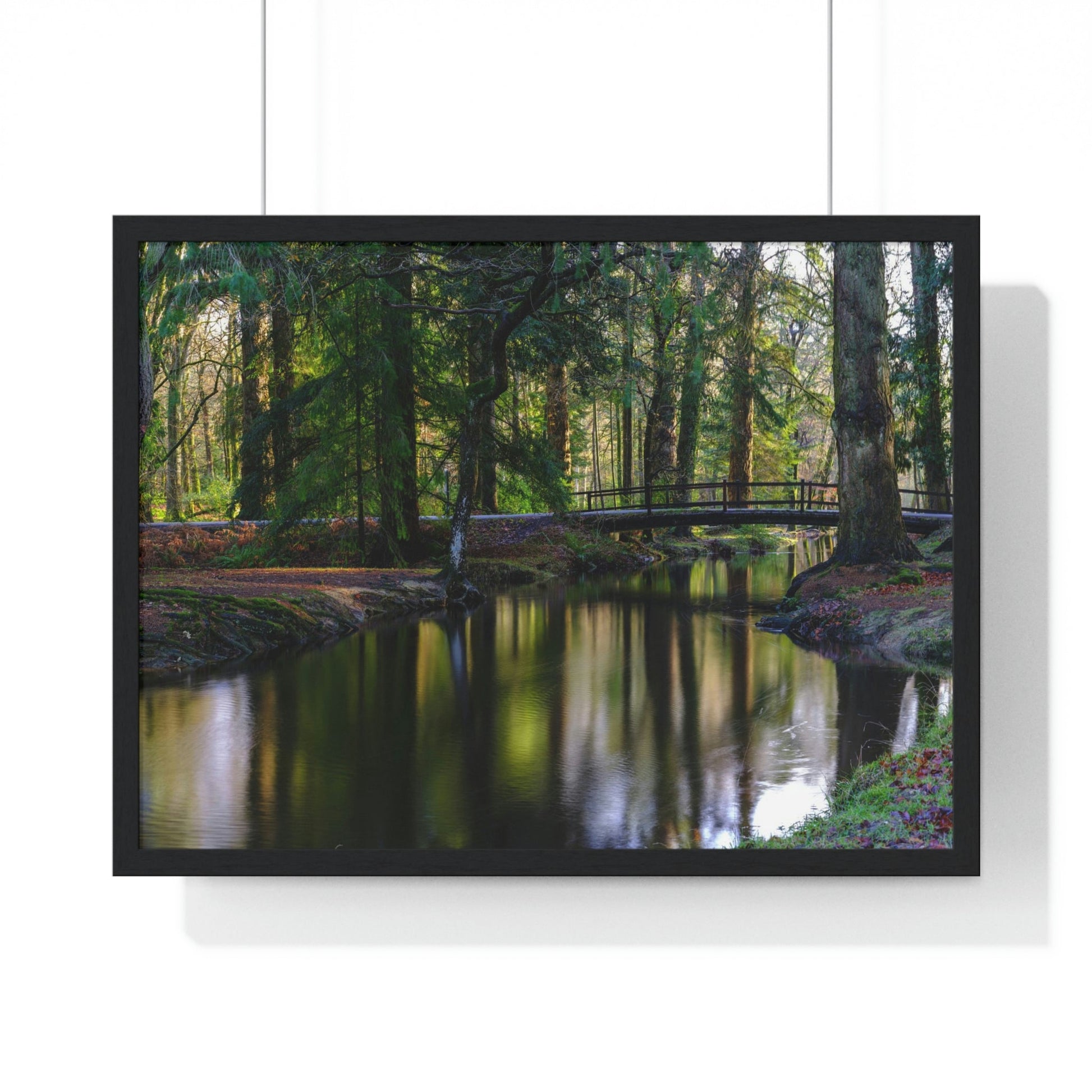 Premium Framed Horizontal Poster - Printed in LATVIA - Autumn colours on the Black Water in the New Forest National park, Hampshire, UK - Green Forest Home