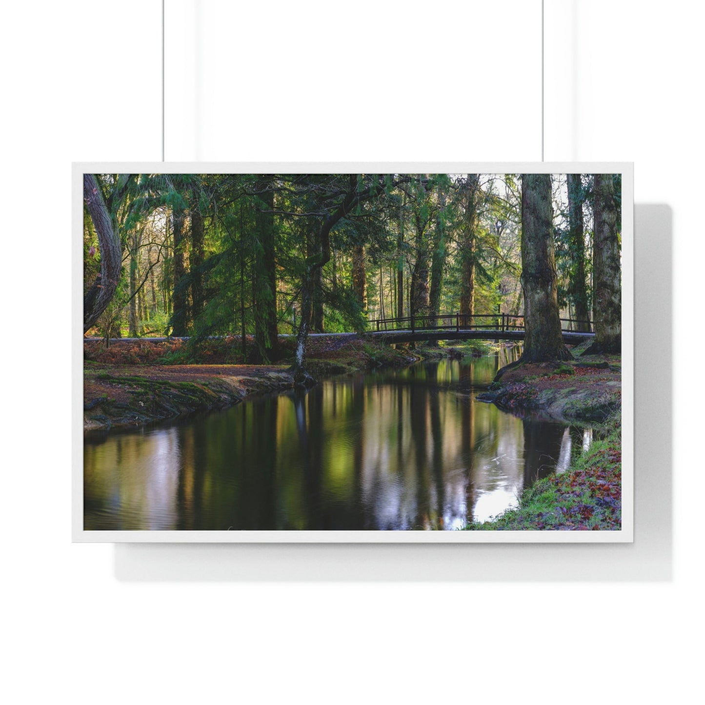 Premium Framed Horizontal Poster - Printed in LATVIA - Autumn colours on the Black Water in the New Forest National park, Hampshire, UK - Green Forest Home