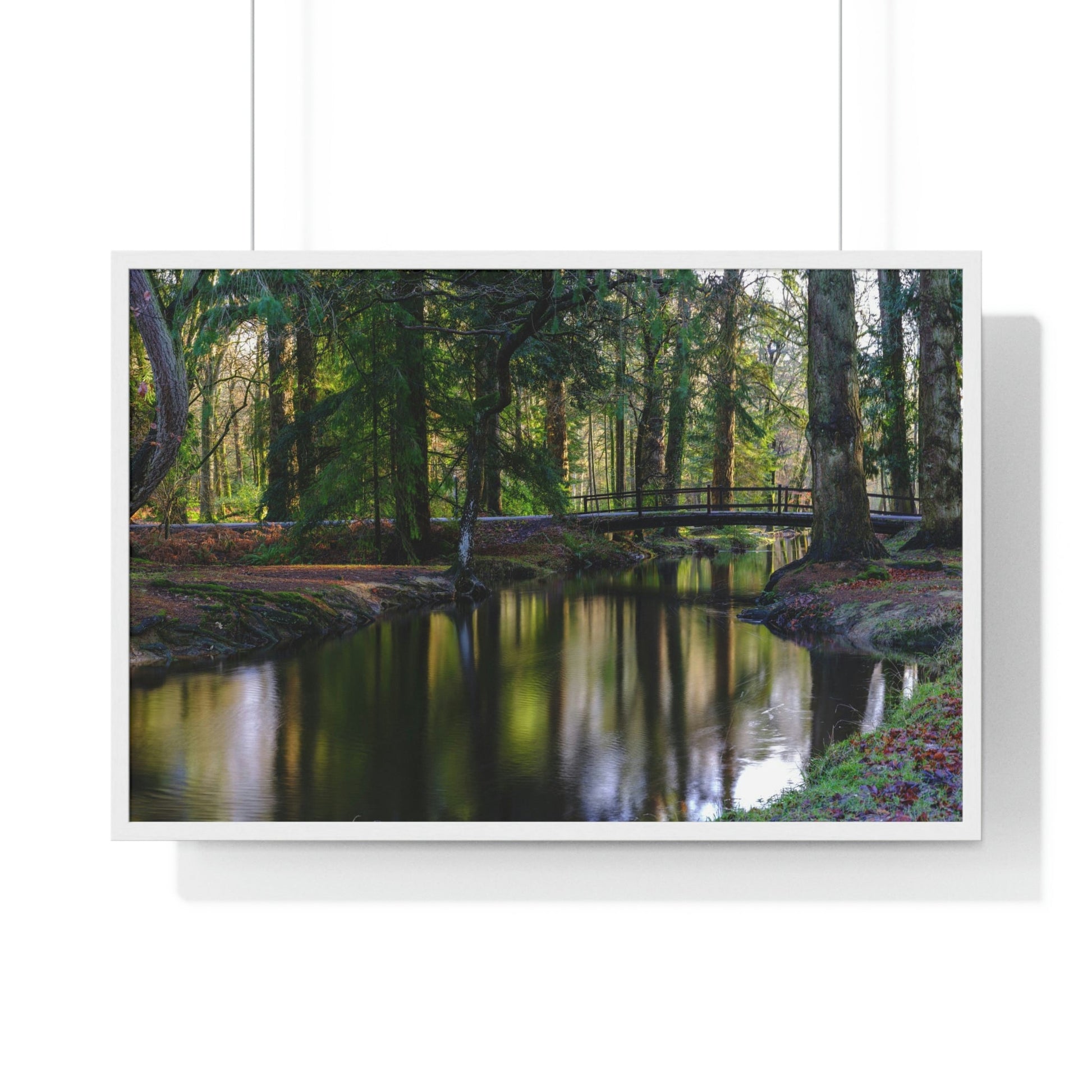 Premium Framed Horizontal Poster - Printed in LATVIA - Autumn colours on the Black Water in the New Forest National park, Hampshire, UK - Green Forest Home