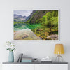 Premium Framed Horizontal Poster - Printed in LATVIA - Clear View for small Mountain Lake in Clear View for small Mountain Lake in German Alps - GERMANY - EUROPE - Green Forest Home