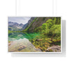 Premium Framed Horizontal Poster - Printed in LATVIA - Clear View for small Mountain Lake in Clear View for small Mountain Lake in German Alps - GERMANY - EUROPE - Green Forest Home