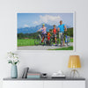 Premium Framed Horizontal Poster - Printed in LATVIA - Family Cycling in the Alps for a Summer vacation - EUROPE - Green Forest Home