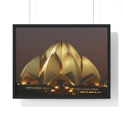 Premium Framed Horizontal Poster - Printed in LATVIA - Lotus Temple - INDIA - Green Forest Home
