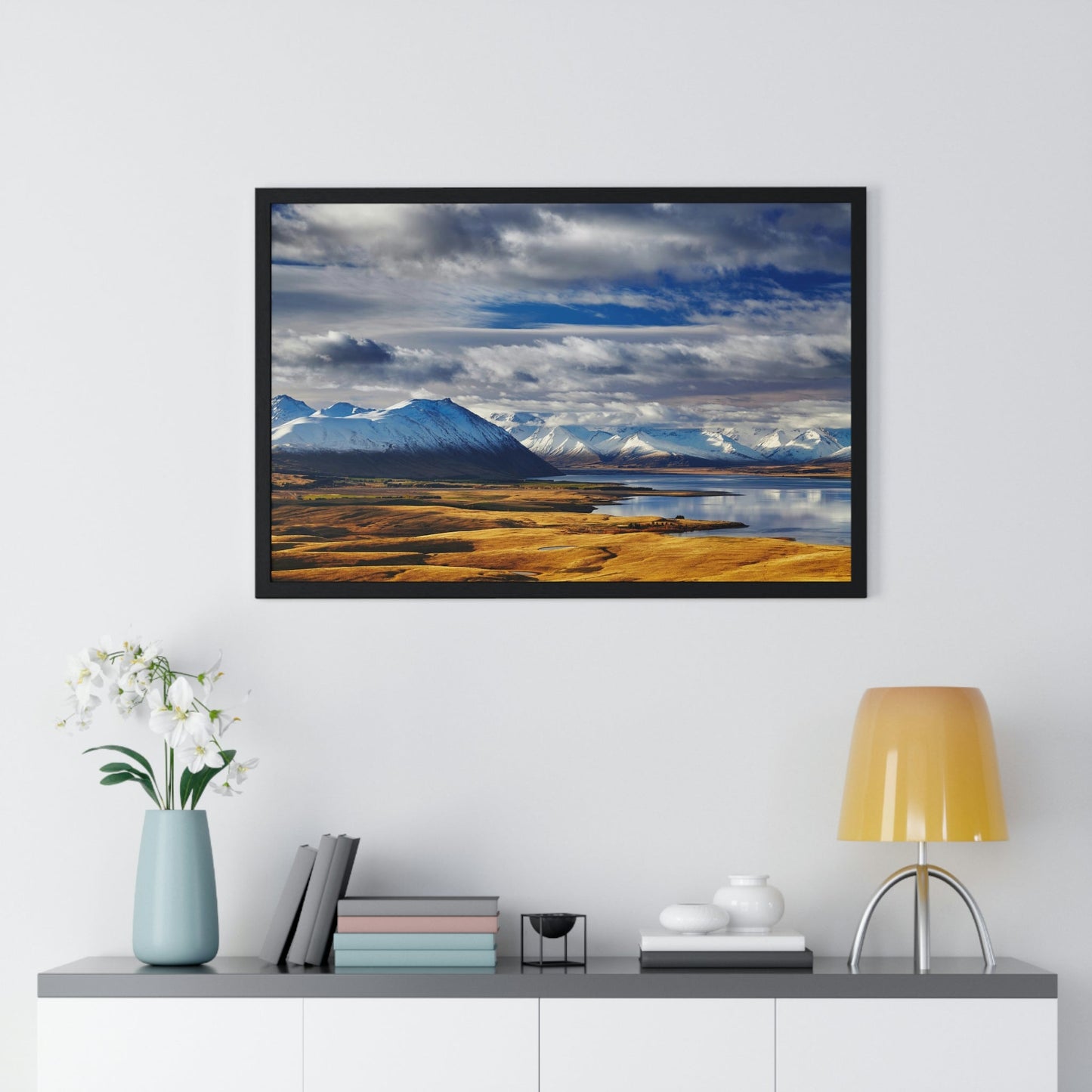 Premium Framed Horizontal poster - Printed in LATVIA - Marvelous Mountain panorama in Italy ALPS dolomites - Passo Gardena - EUROPE - Green Forest Home
