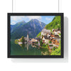 Premium Framed Horizontal - Printed in LATVIA - Famous Lake View of Hallstatt Village with the Alps behind, AUSTRIA - EUROPE - Green Forest Home