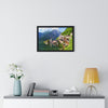 Premium Framed Horizontal - Printed in LATVIA - Famous Lake View of Hallstatt Village with the Alps behind, AUSTRIA - EUROPE - Green Forest Home