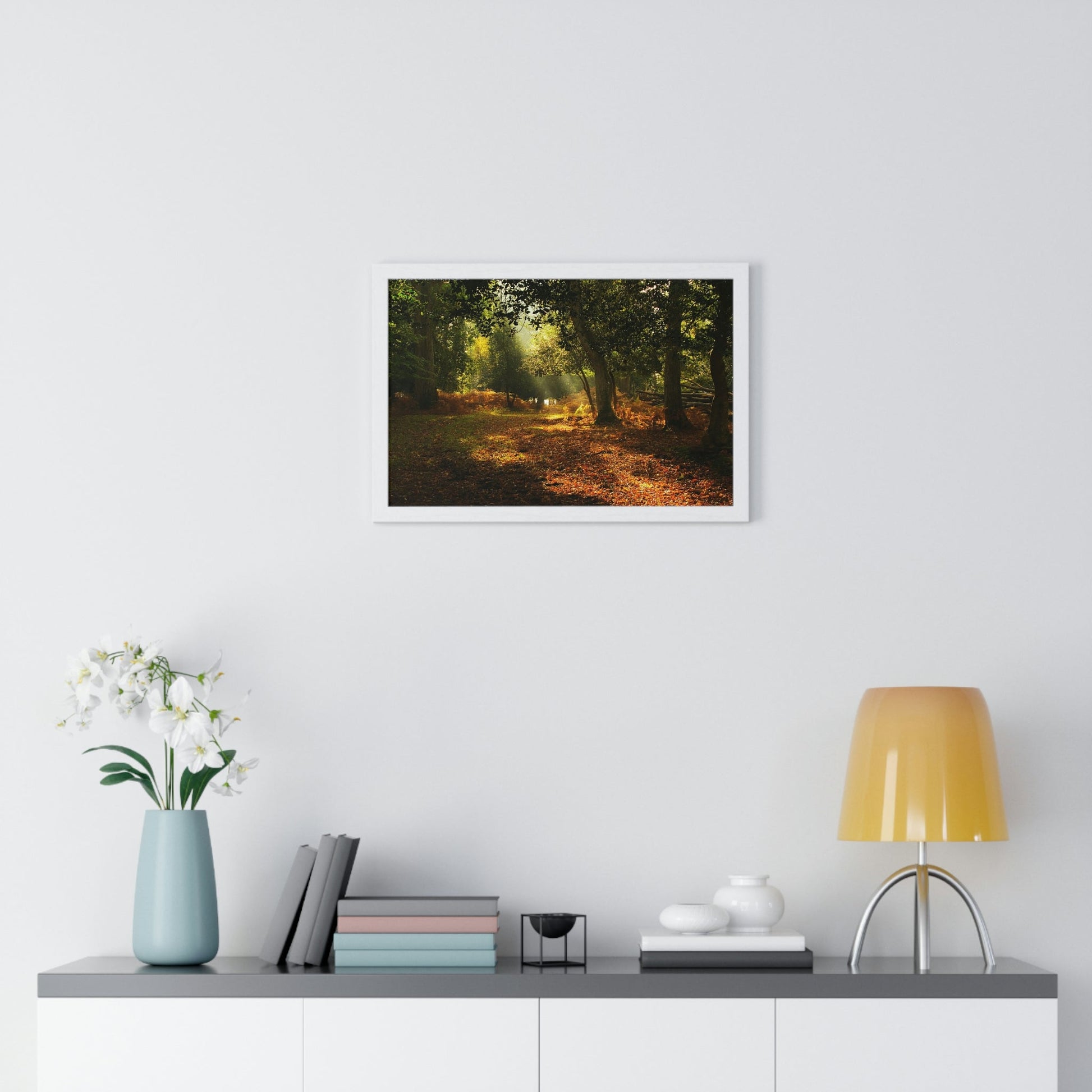 Premium Framed Horizontal - Printed in LATVIA - New Forest National park, Hampshire, UK - such a dreamy place! - Green Forest Home