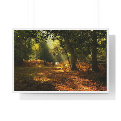 Premium Framed Horizontal - Printed in LATVIA - New Forest National park, Hampshire, UK - such a dreamy place! - Green Forest Home
