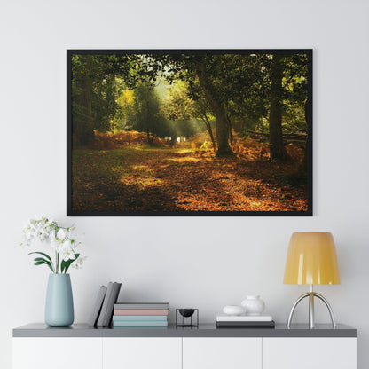 Premium Framed Horizontal - Printed in LATVIA - New Forest National park, Hampshire, UK - such a dreamy place! - Green Forest Home
