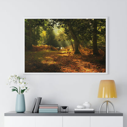 Premium Framed Horizontal - Printed in LATVIA - New Forest National park, Hampshire, UK - such a dreamy place! - Green Forest Home