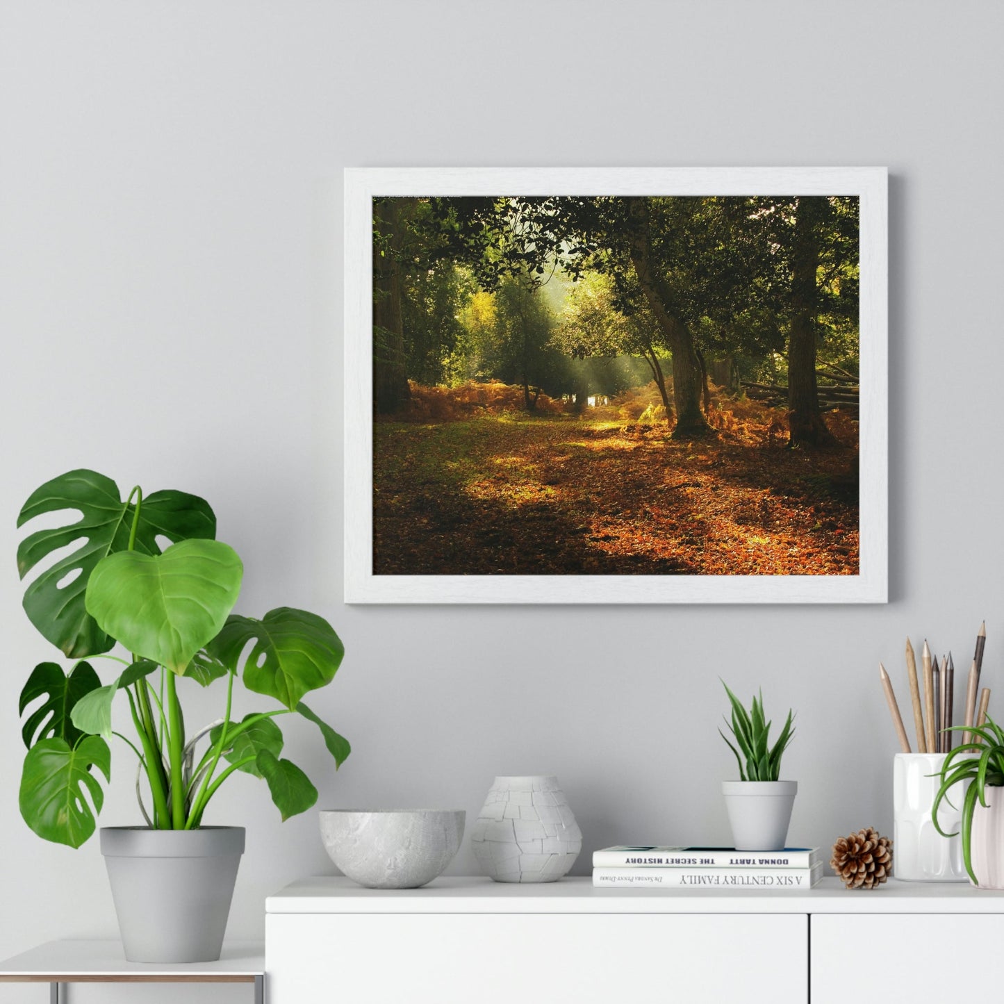 Premium Framed Horizontal - Printed in LATVIA - New Forest National park, Hampshire, UK - such a dreamy place! - Green Forest Home