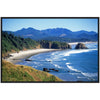 Premium Matte Paper Wooden Framed Poster - Ecola State Park, a rugged stretch of pacific ocean near Cannon Beach, OREGON USA - Green Forest Home