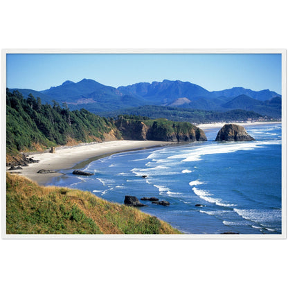 Premium Matte Paper Wooden Framed Poster - Ecola State Park, a rugged stretch of pacific ocean near Cannon Beach, OREGON USA - Green Forest Home