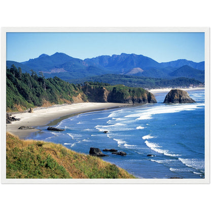 Premium Matte Paper Wooden Framed Poster - Ecola State Park, a rugged stretch of pacific ocean near Cannon Beach, OREGON USA - Green Forest Home