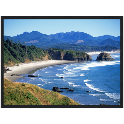 Premium Matte Paper Wooden Framed Poster - Ecola State Park, a rugged stretch of pacific ocean near Cannon Beach, OREGON USA - Green Forest Home