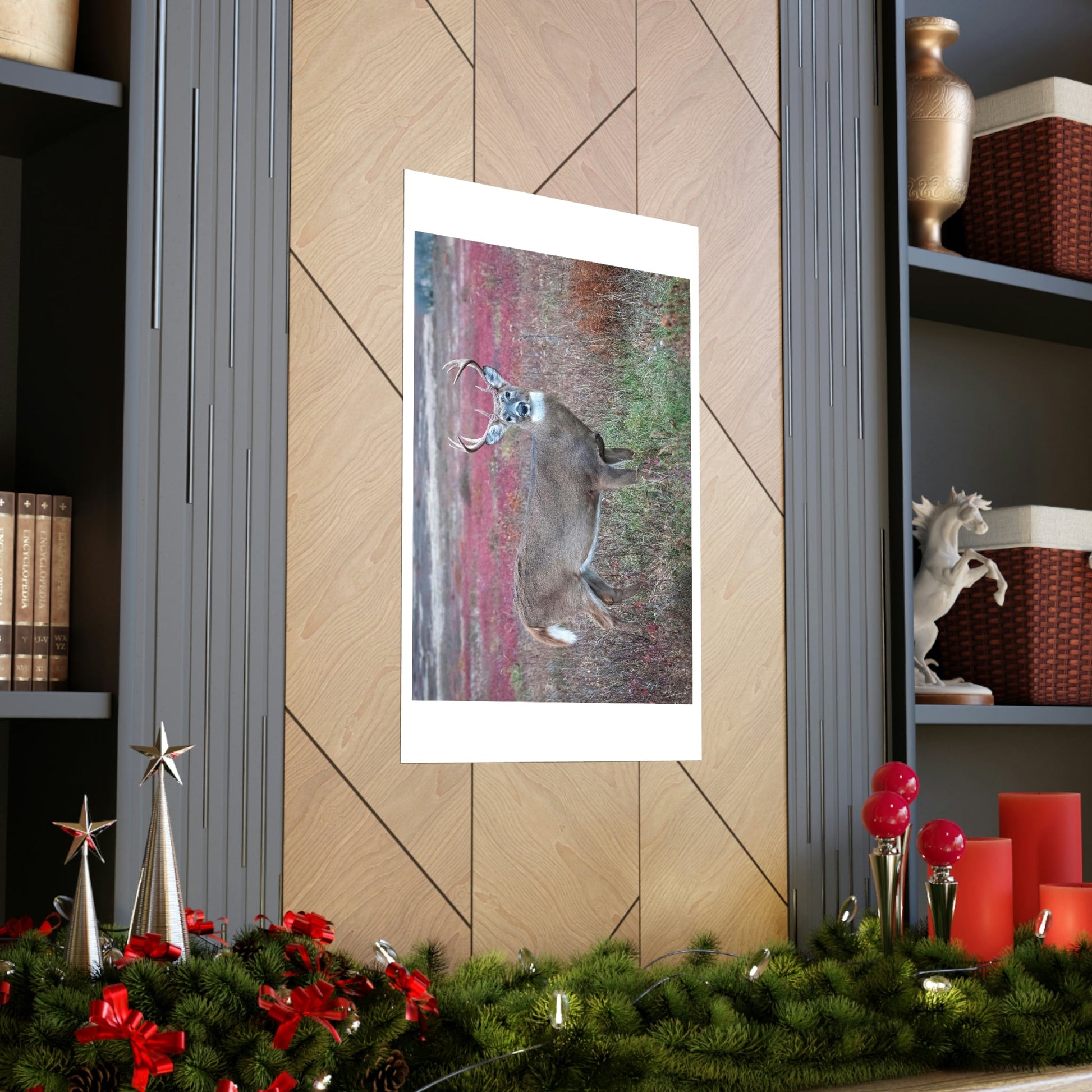 Premium Matte vertical posters - Large whitetail buck in a colorful fall meadow in Smoky Mountain National Park in Summer in Mountain National Park (SMNP) USA - Green Forest Home