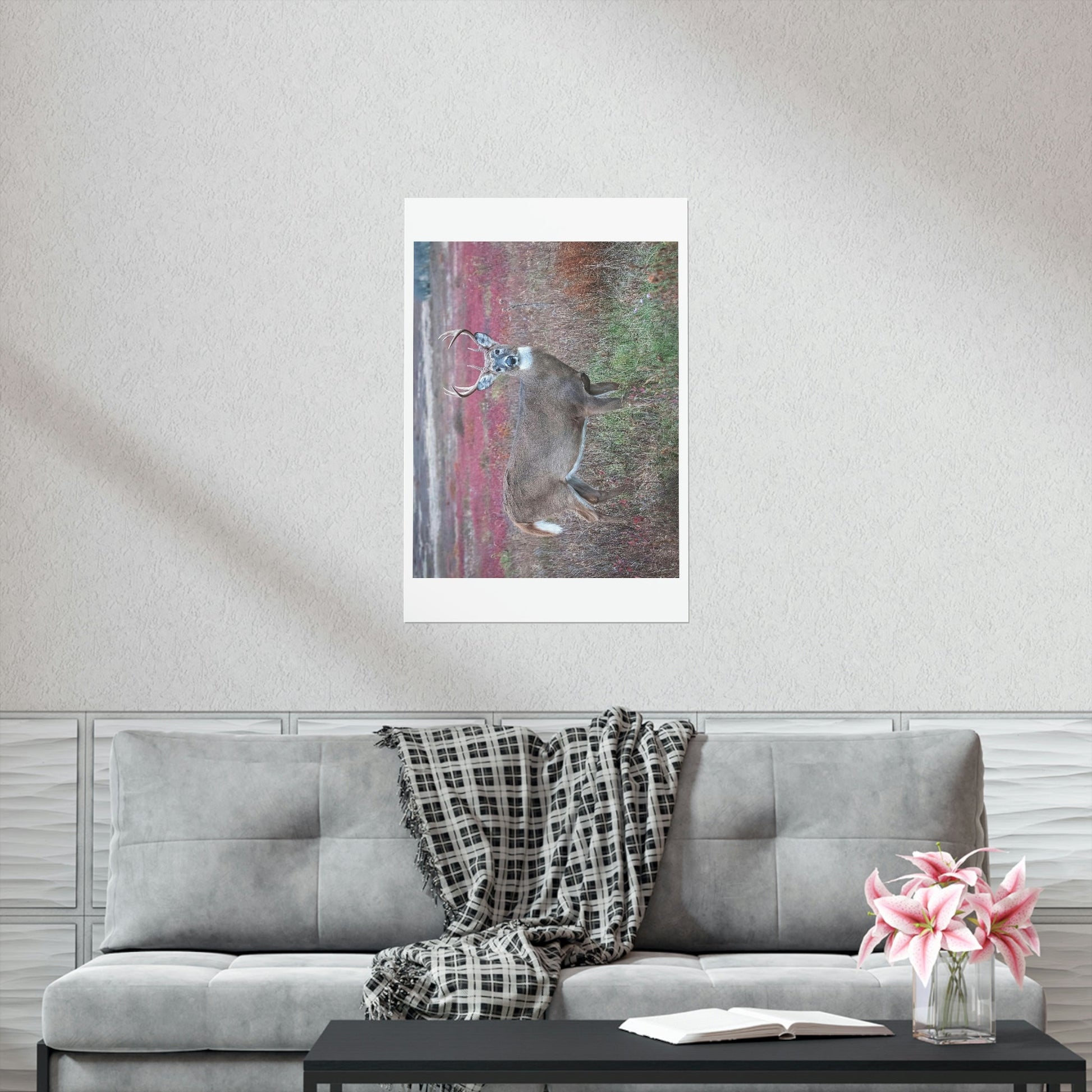 Premium Matte vertical posters - Large whitetail buck in a colorful fall meadow in Smoky Mountain National Park in Summer in Mountain National Park (SMNP) USA - Green Forest Home
