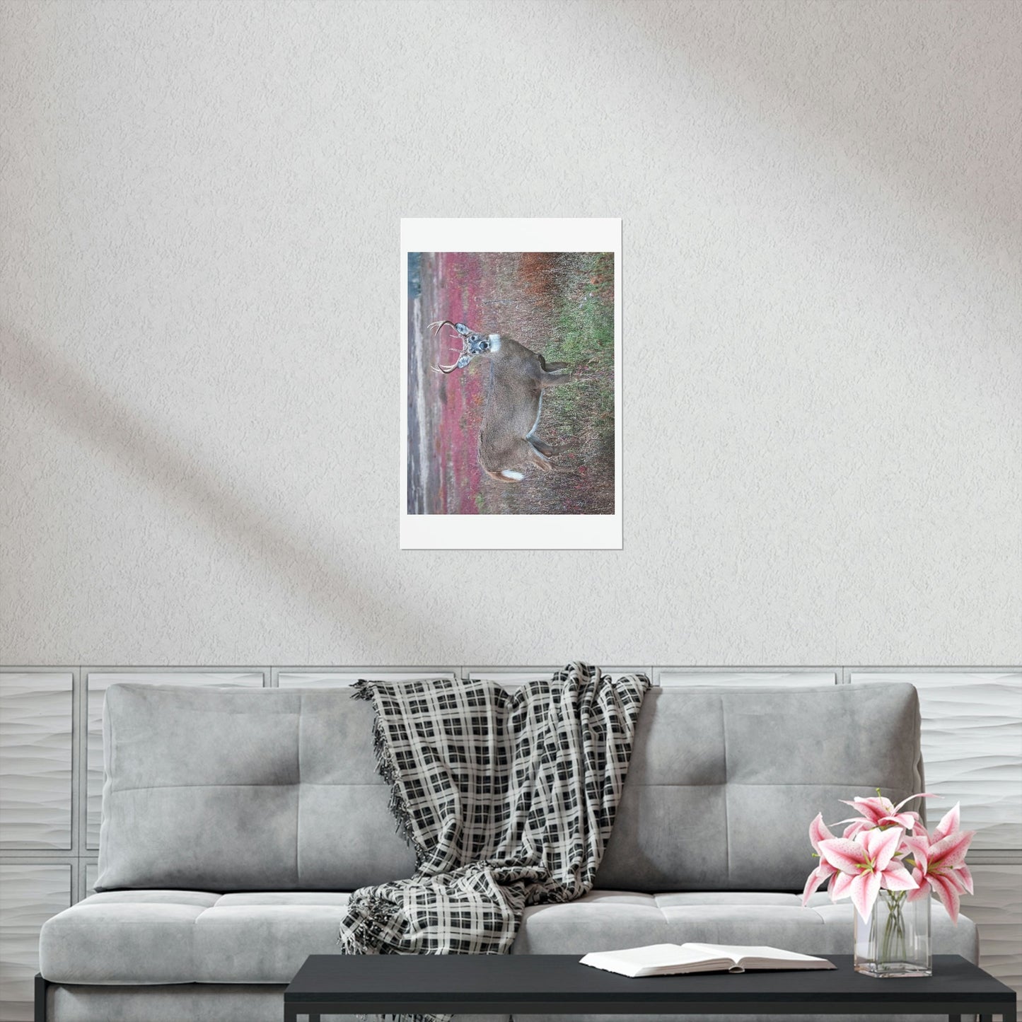 Premium Matte vertical posters - Large whitetail buck in a colorful fall meadow in Smoky Mountain National Park in Summer in Mountain National Park (SMNP) USA - Green Forest Home