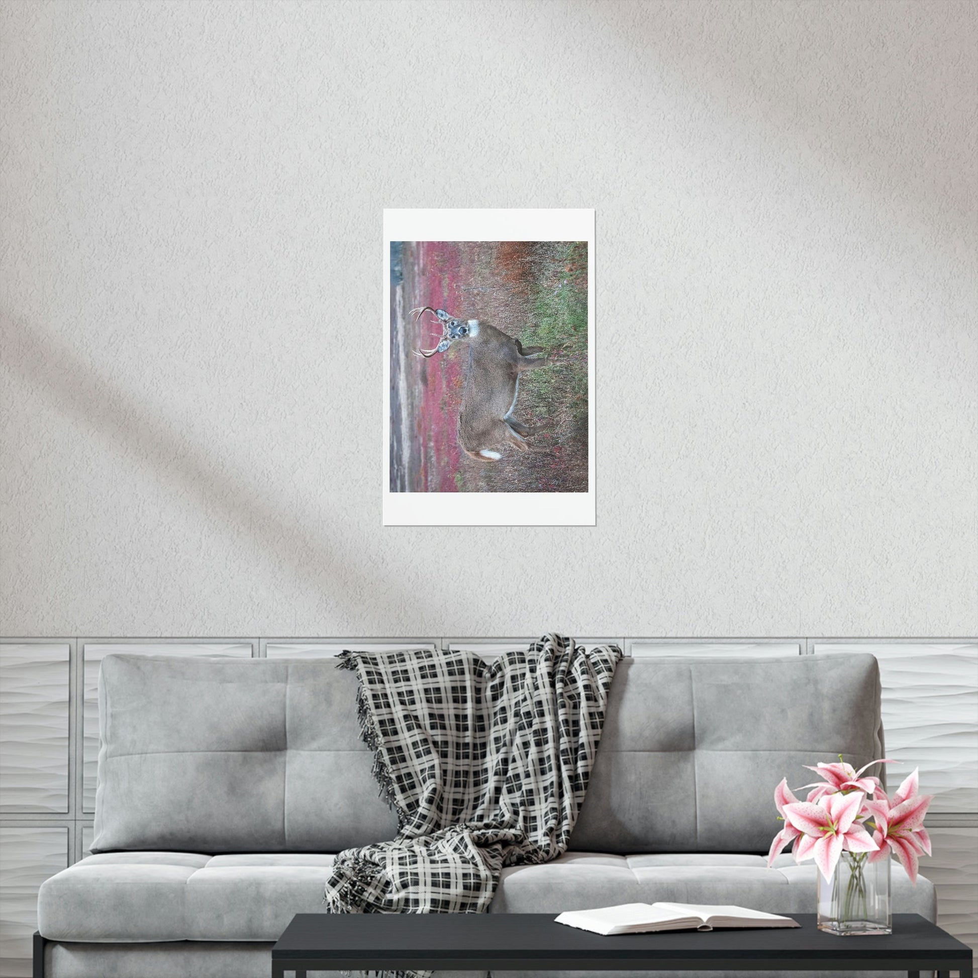 Premium Matte vertical posters - Large whitetail buck in a colorful fall meadow in Smoky Mountain National Park in Summer in Mountain National Park (SMNP) USA - Green Forest Home