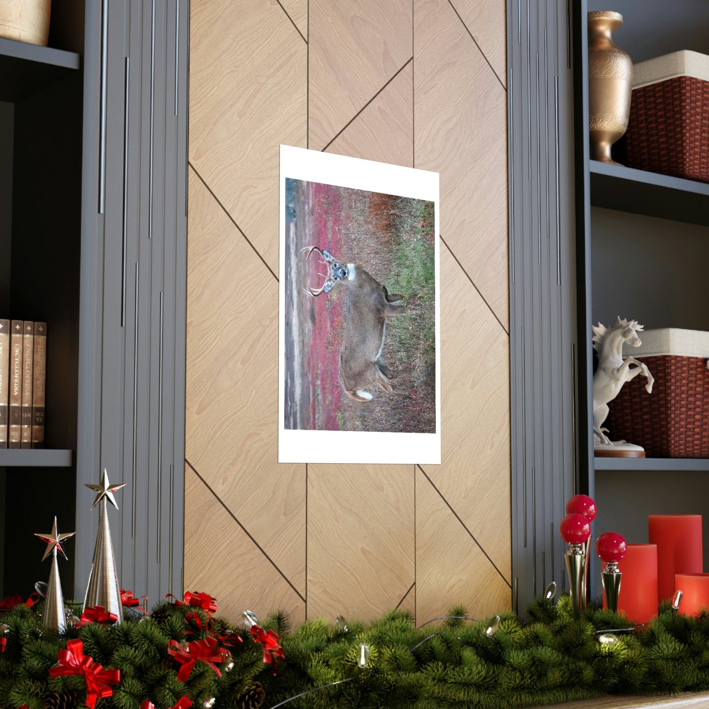 Premium Matte vertical posters - Large whitetail buck in a colorful fall meadow in Smoky Mountain National Park in Summer in Mountain National Park (SMNP) USA - Green Forest Home