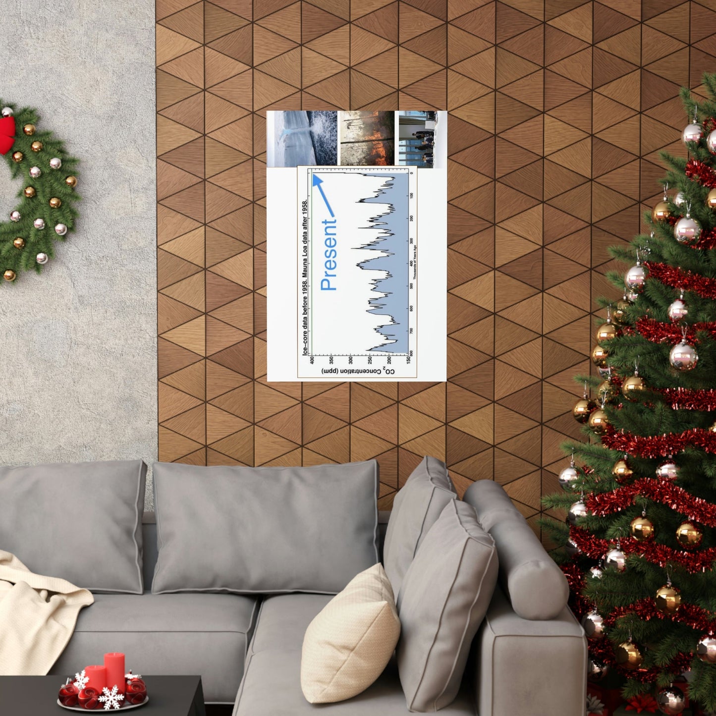 Premium Matte vertical posters - Made in USA in 1 day - The Keeling CO2 curve (and more) causing Global Warming - which causes Polar melting, more fires and Trumps empty chair on the G7 Climate Chnange meeting in France - Green Forest Home