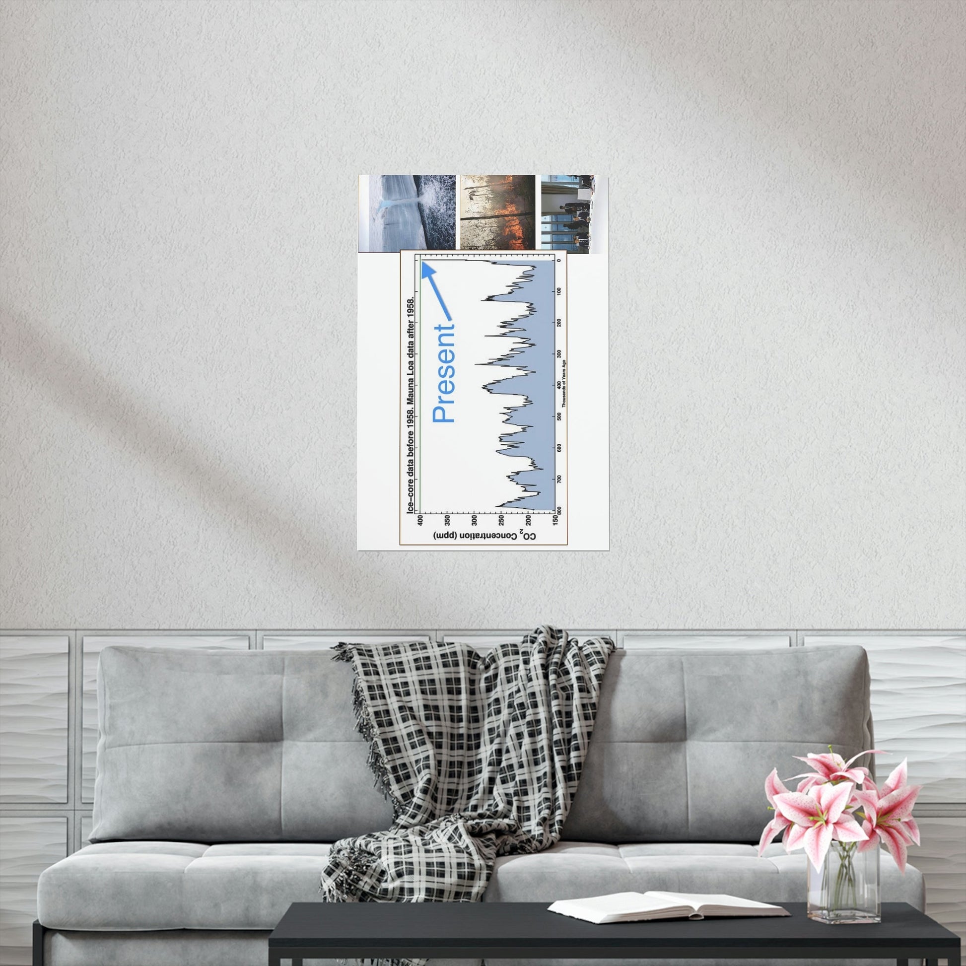 Premium Matte vertical posters - Made in USA in 1 day - The Keeling CO2 curve (and more) causing Global Warming - which causes Polar melting, more fires and Trumps empty chair on the G7 Climate Chnange meeting in France - Green Forest Home