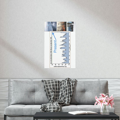 Premium Matte vertical posters - Made in USA in 1 day - The Keeling CO2 curve (and more) causing Global Warming - which causes Polar melting, more fires and Trumps empty chair on the G7 Climate Chnange meeting in France - Green Forest Home