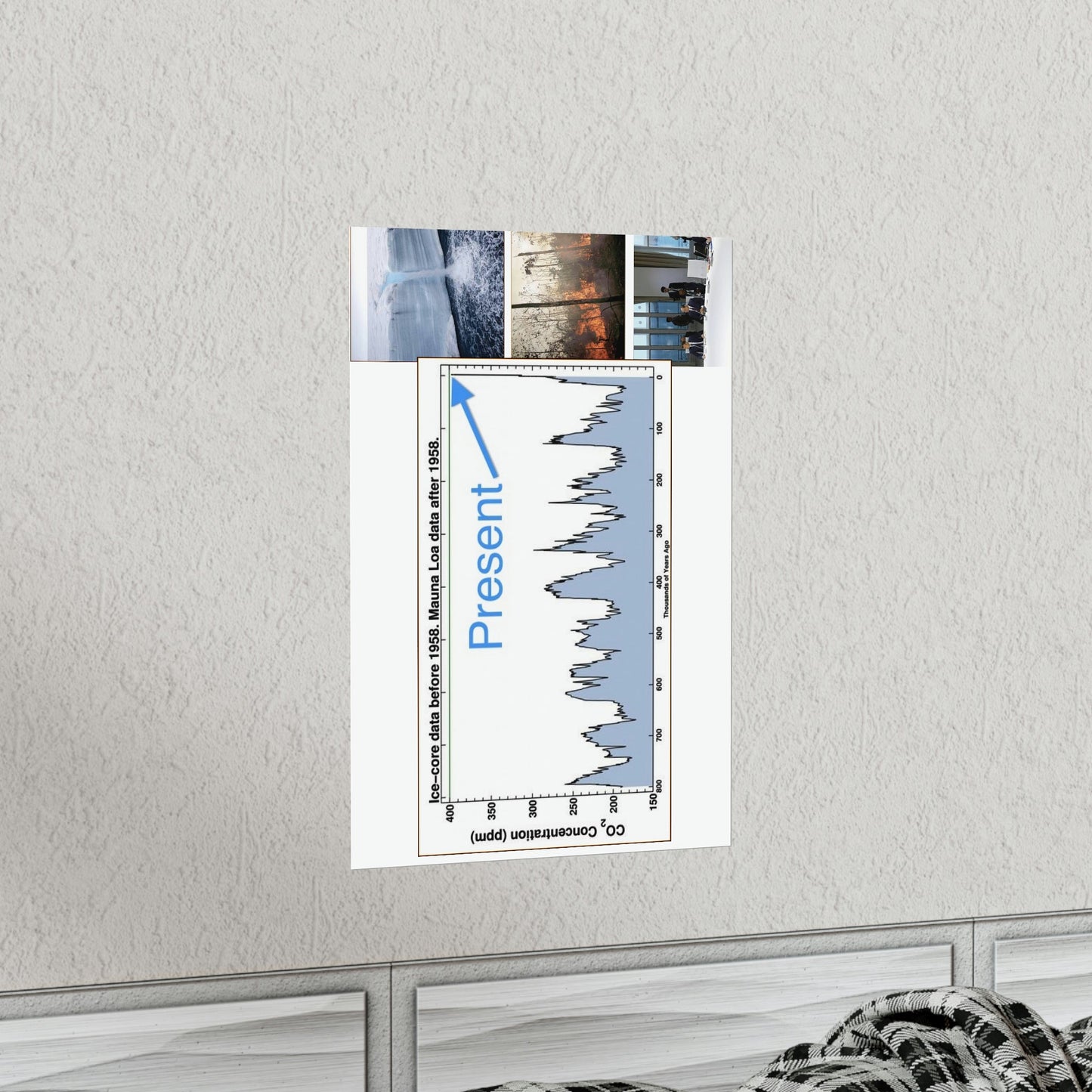 Premium Matte vertical posters - Made in USA in 1 day - The Keeling CO2 curve (and more) causing Global Warming - which causes Polar melting, more fires and Trumps empty chair on the G7 Climate Chnange meeting in France - Green Forest Home